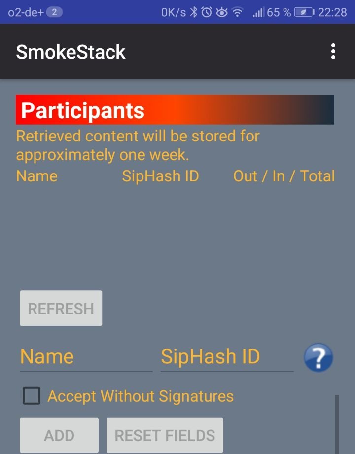 Screenshot SmokeStack Messenger Server: Participants