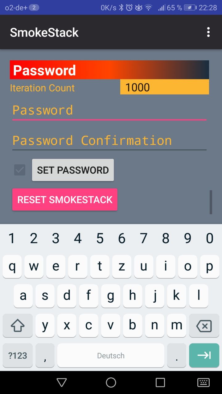 Screenshot SmokeStack Messenger Server: Password